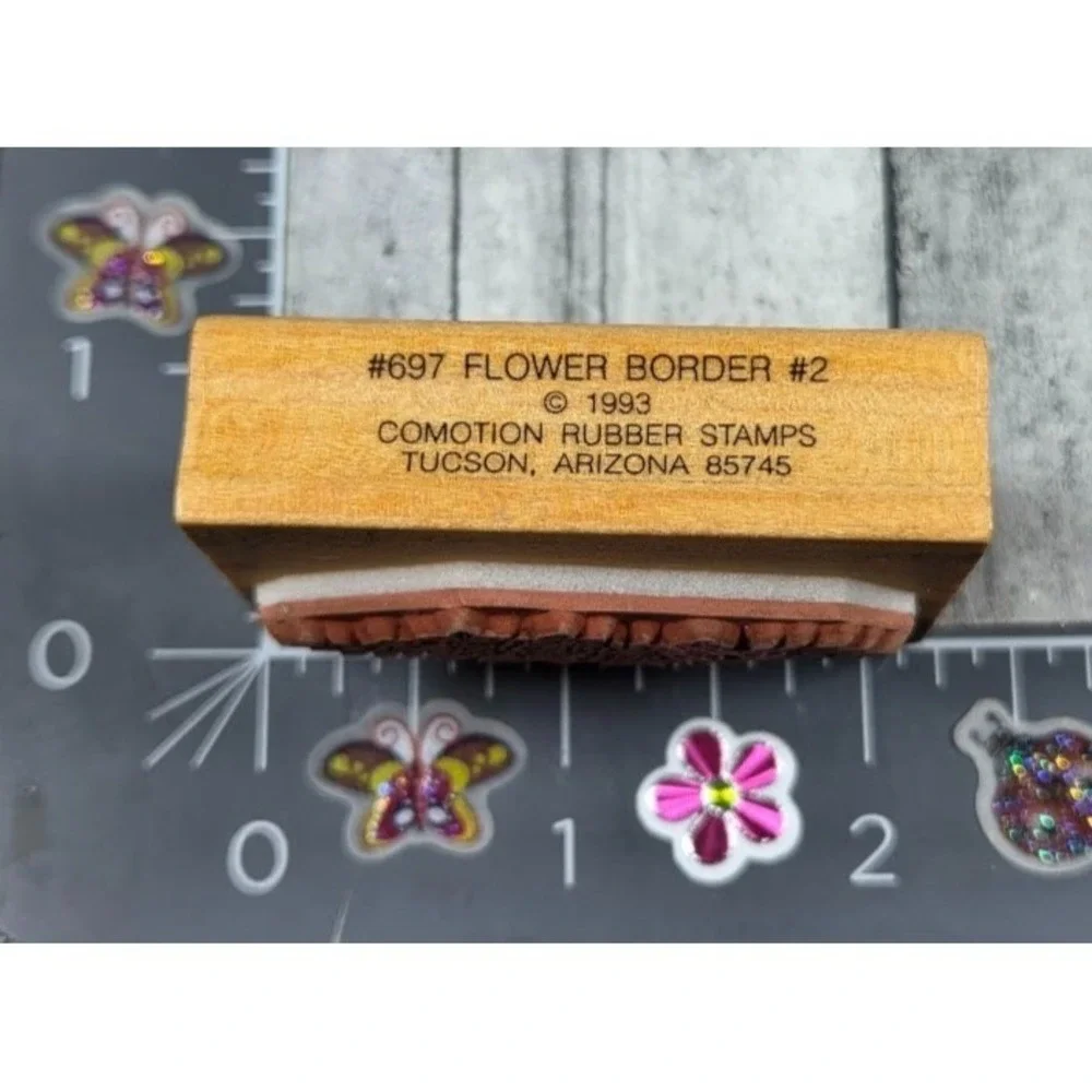 Comotion Flower Border 697 Leafy Branch Rubber Stamp #R8